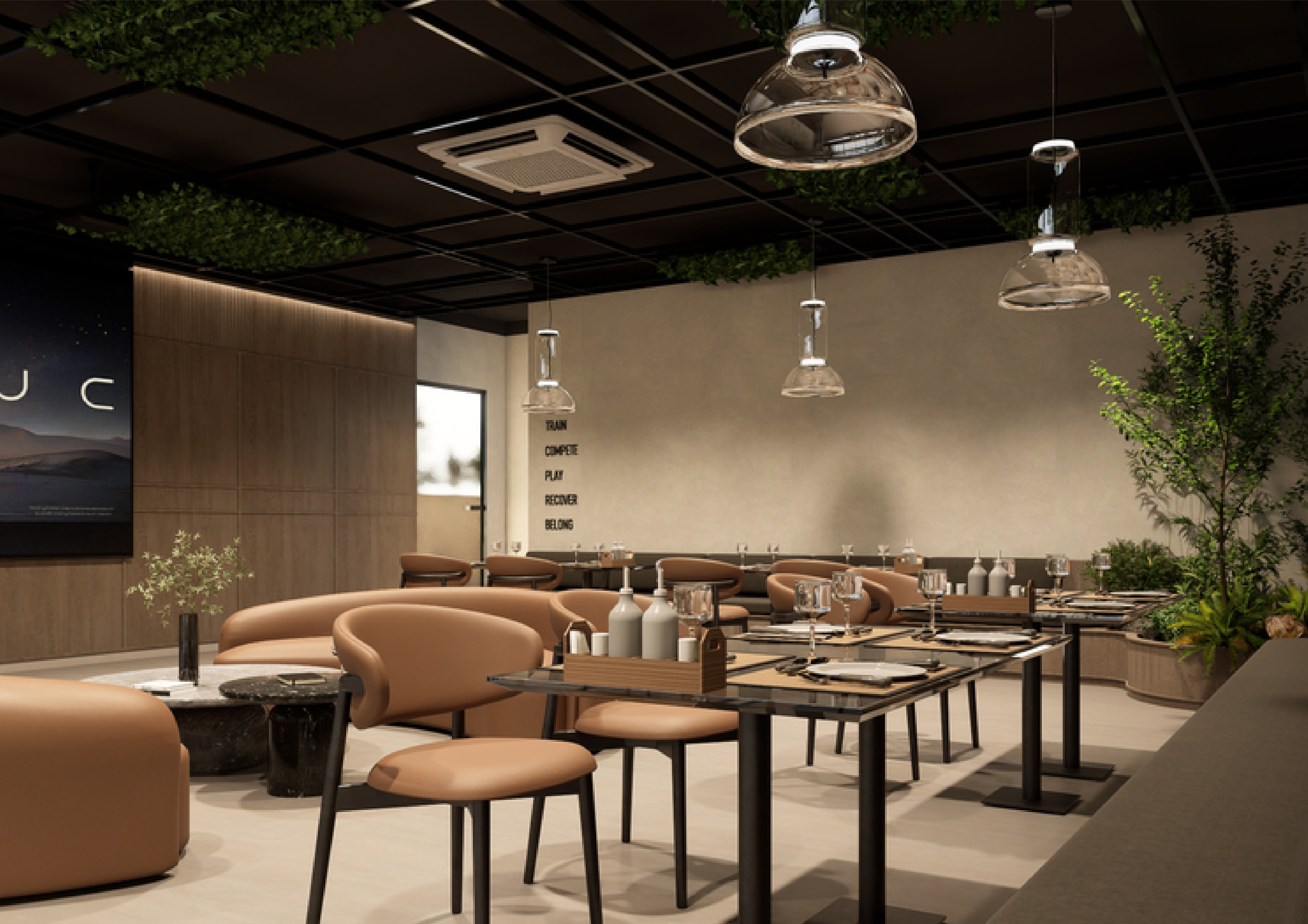 Rally and Brew café seating and viewing lounge